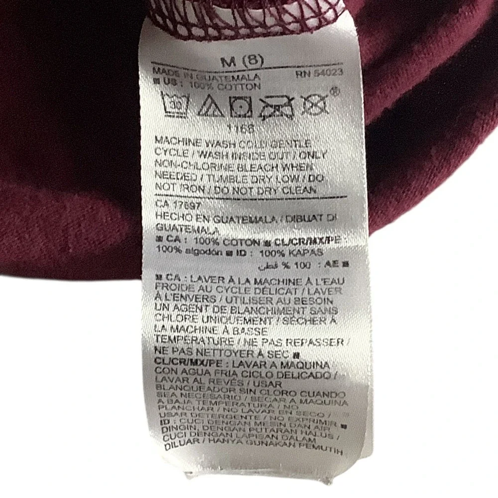 Old Navy‎ Girls Burgundy Graphic Shirt Size M Long Sleeve Lattice Back Shirt